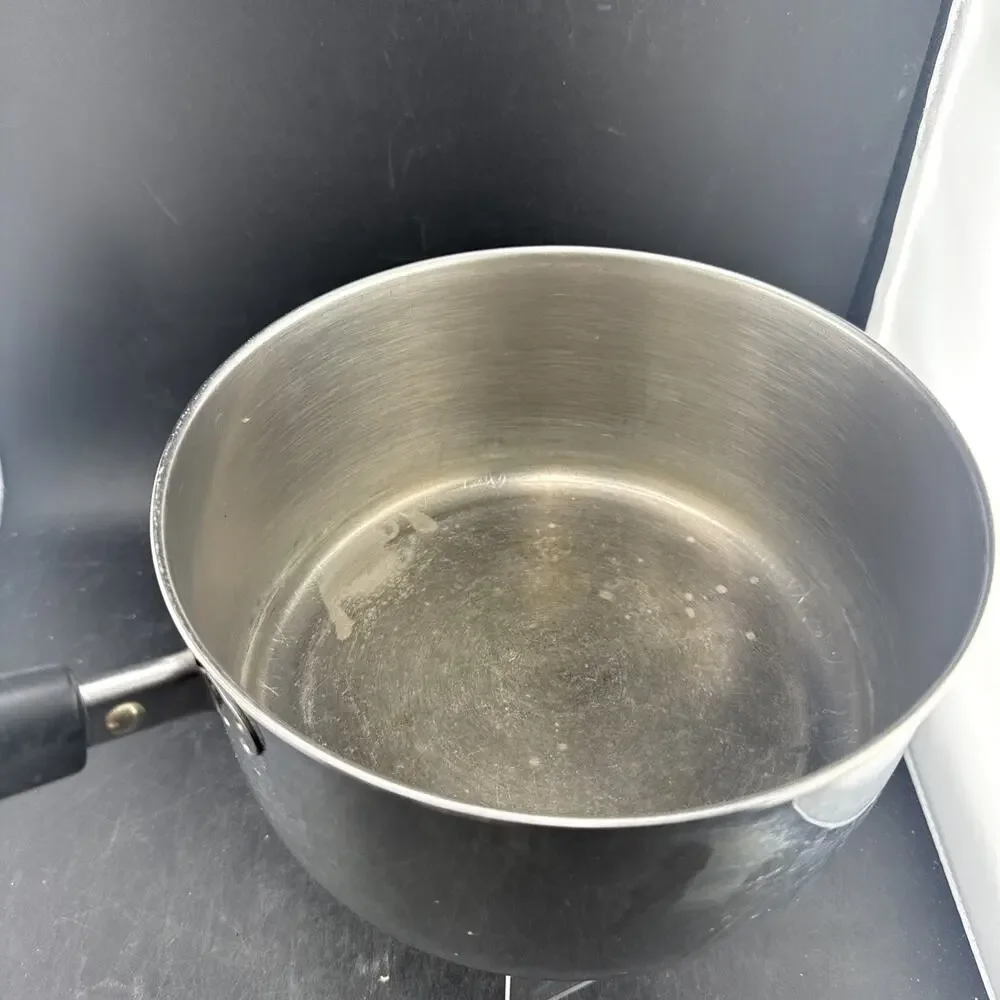 Vtg Revere Ware 2 Qt Stainless Steel Disc Bottom Tri-Ply Pot w/Lid